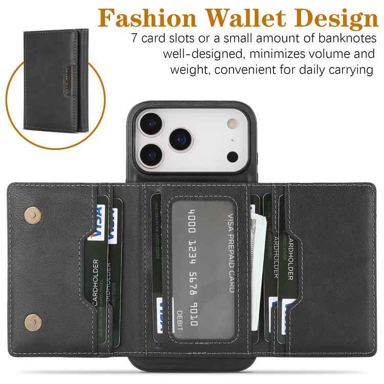 Kalebol Strong Magnetic MagSafe Tri-Fold Wallet Leather Phone Case