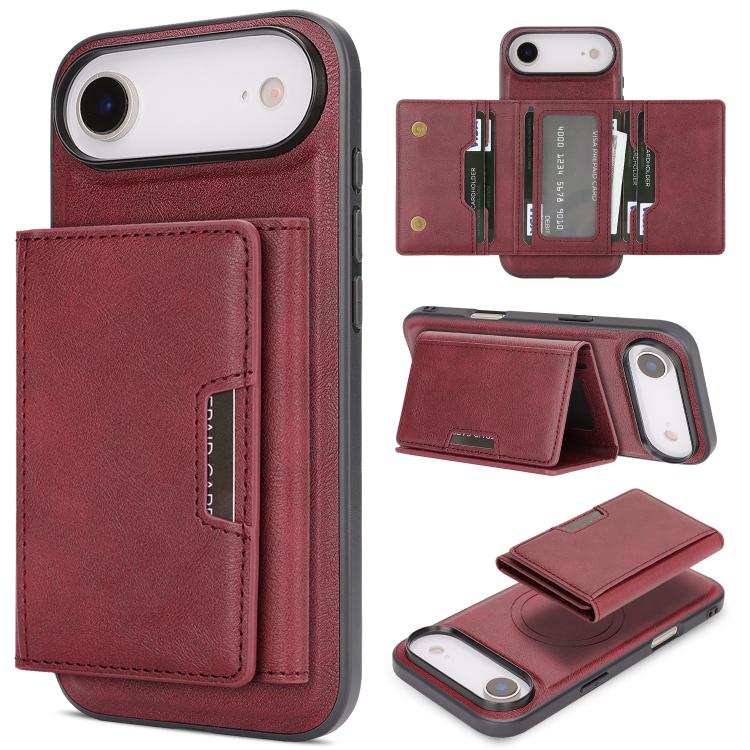 Kalebol Strong Magnetic MagSafe Tri-Fold Wallet Leather Phone Case