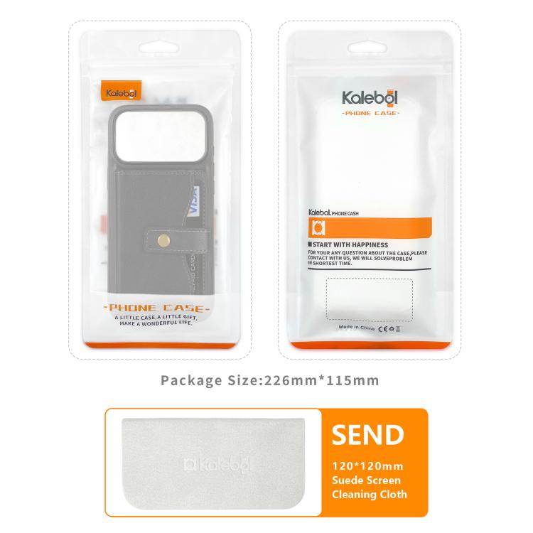 Kalebol Magnetic Button Card Bag MagSafe Ring Leather Phone Case