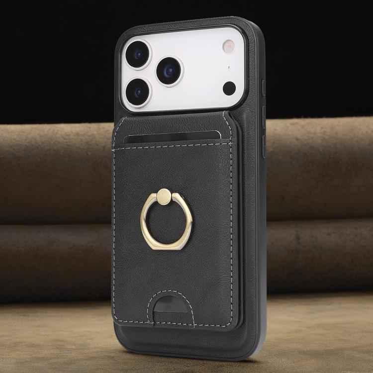 Kalebol Strong MagSafe Ring Magnetic Card Bag Holder Leather Phone Case