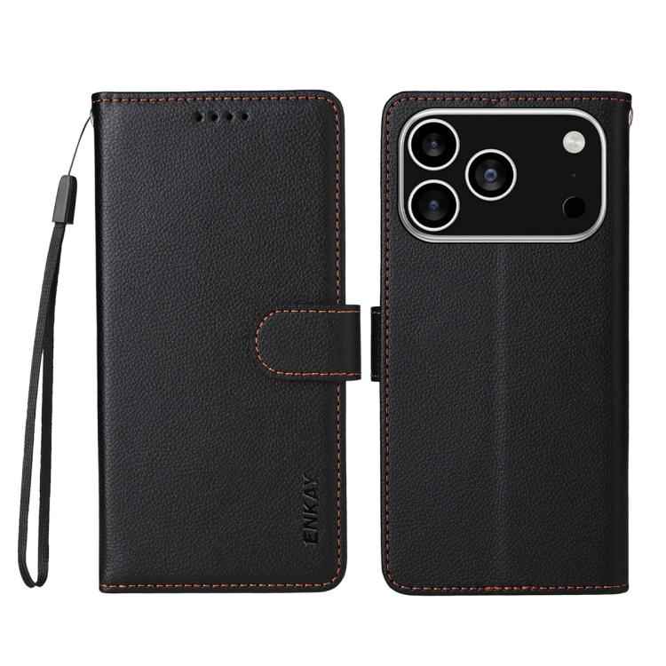 ENKAY RFID Blocking Wallet Kickstand Litchi Texture Leather Phone Case