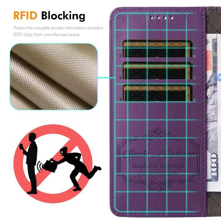 ENKAY RFID Blocking Wallet Kickstand Litchi Texture Leather Phone Case
