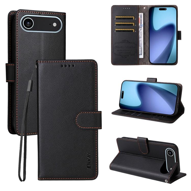 ENKAY RFID Blocking Wallet Kickstand Litchi Texture Leather Phone Case