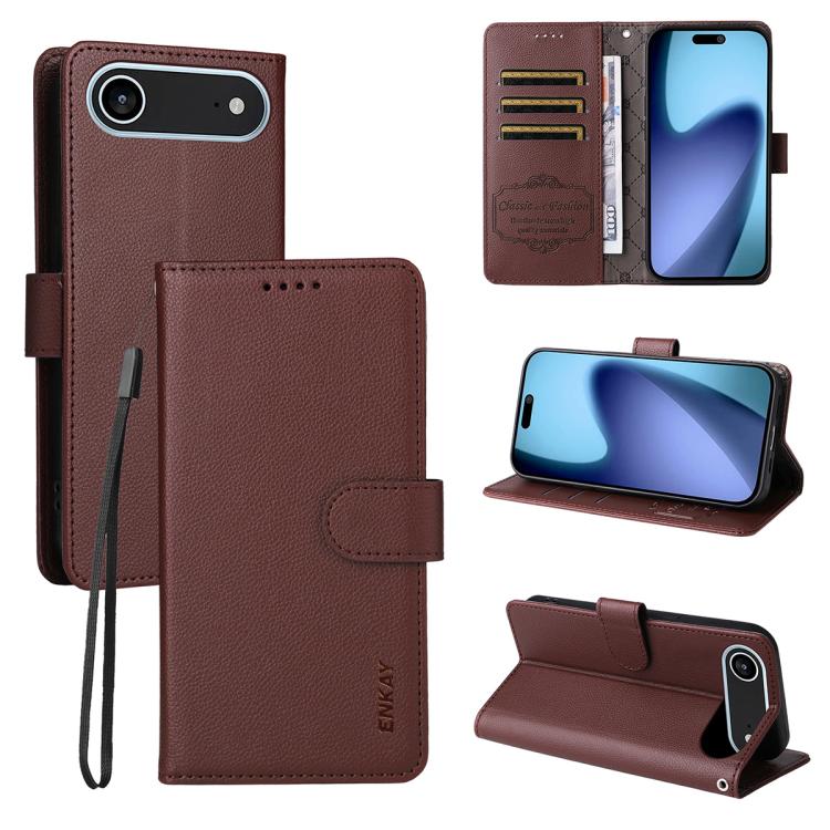 ENKAY RFID Blocking Wallet Kickstand Litchi Texture Leather Phone Case