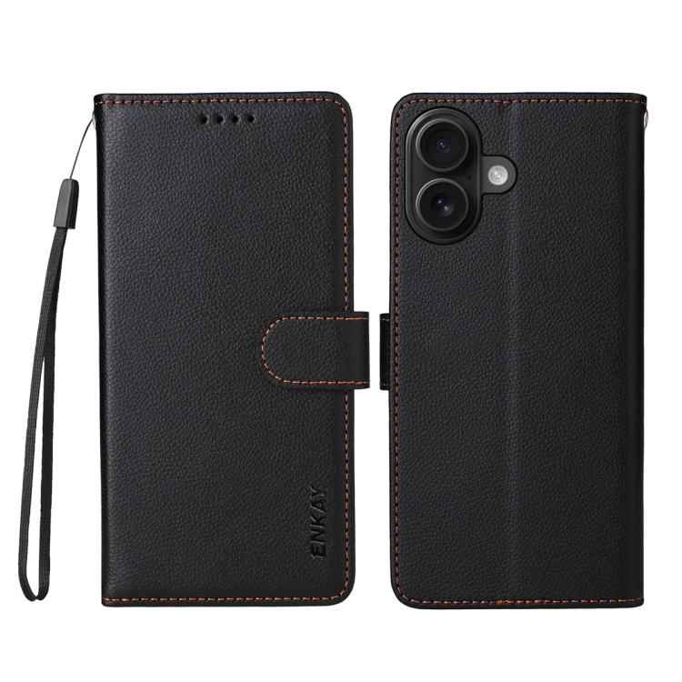 ENKAY RFID Blocking Wallet Kickstand Litchi Texture Leather Phone Case