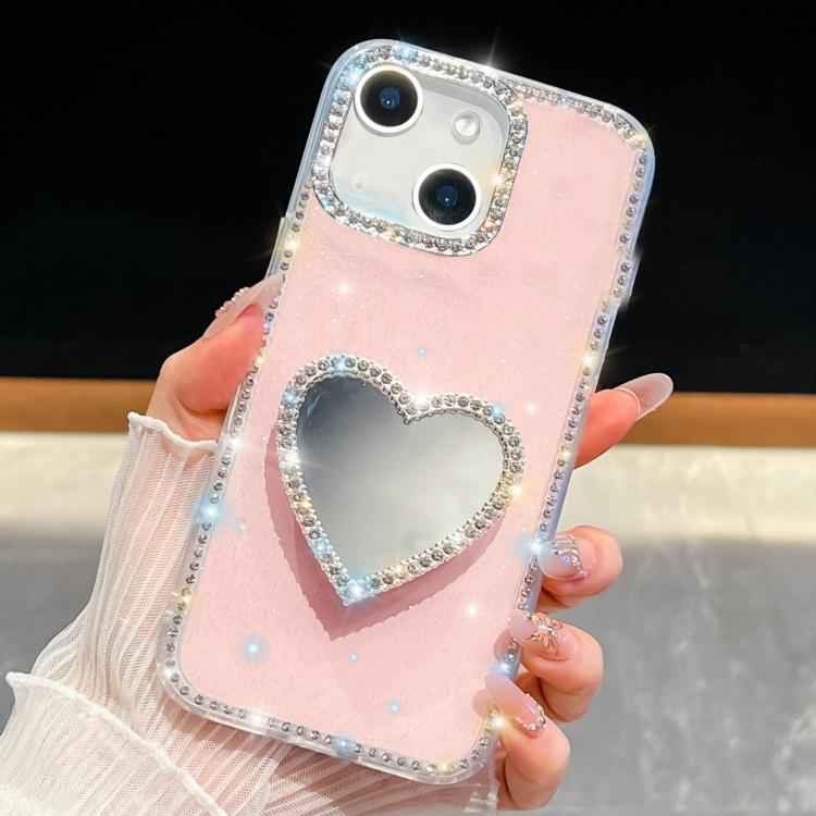 Diamond Glitter Mirror Heart Holder Phone Case