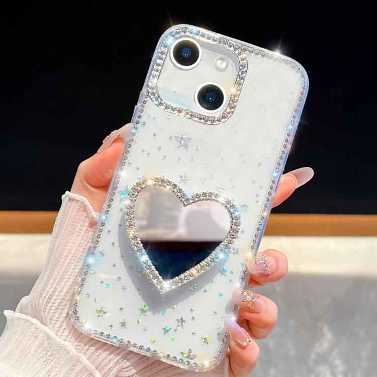 Diamond Glitter Mirror Heart Holder Phone Case