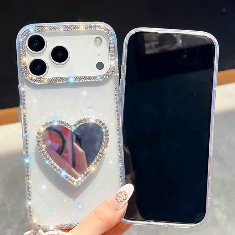 Diamond Glitter Mirror Heart Holder Phone Case