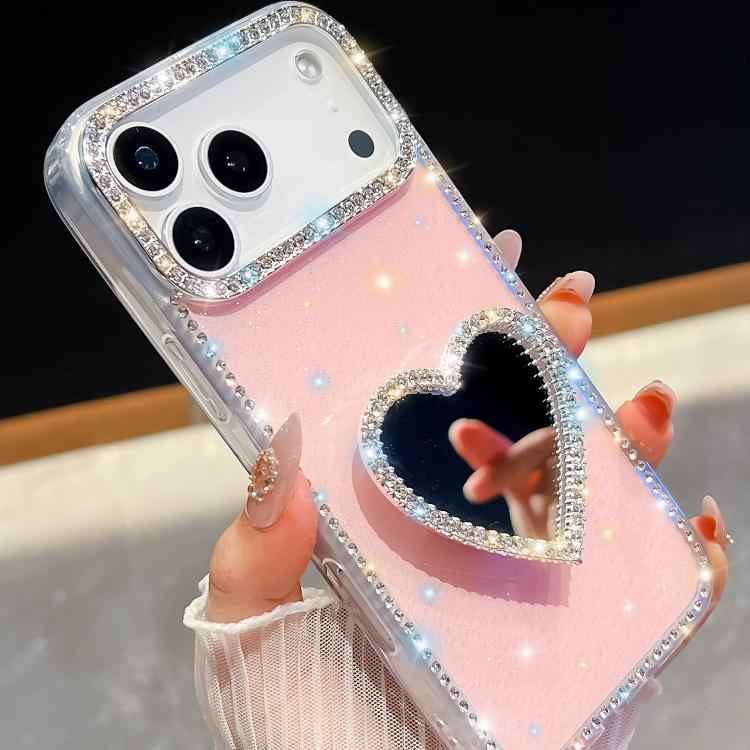 Diamond Glitter Mirror Heart Holder Phone Case