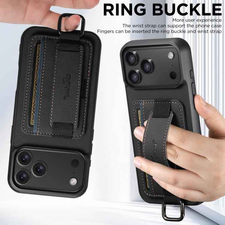 Suteni H13 Litchi Leather Wrist Strap Wallet Back Phone Case