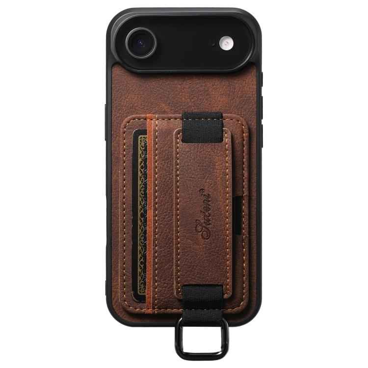 Suteni H13 Litchi Leather Wrist Strap Wallet Back Phone Case