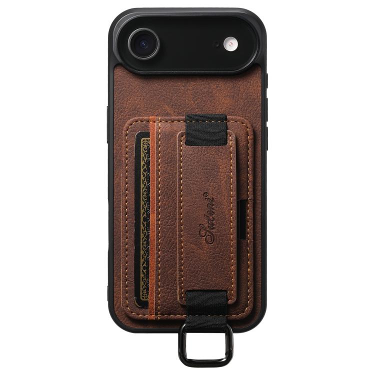 Suteni H13 Leather Wallet Case - Litchi Leather Wrist Strap Back Phone Case