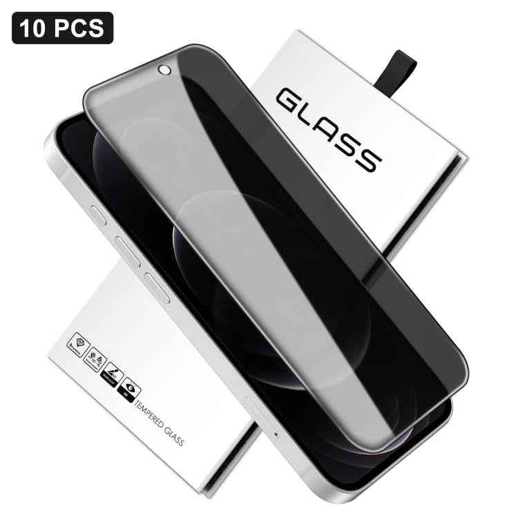 10pcs 360-Degree Privacy Silk-Screen Print Large Curved Edge High-Aluminium Tempered Glass Film, For iPhone 16e / iPhone 17 Pro Max