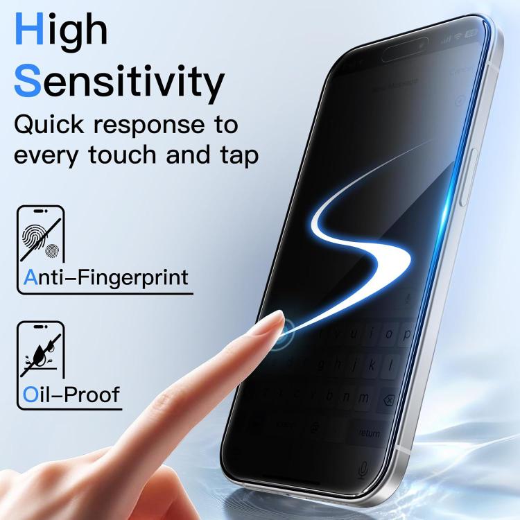 10pcs 360-Degree Privacy Silk-Screen Print Large Curved Edge High-Aluminium Tempered Glass Film, For iPhone 16e / iPhone 17 Pro Max