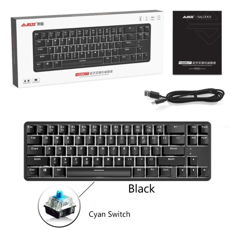 Ajazz K680T Mini USB Wired Dual-mode Charging 68-keys Laptop Bluetooth Mechanical Keyboard - LYDARZ