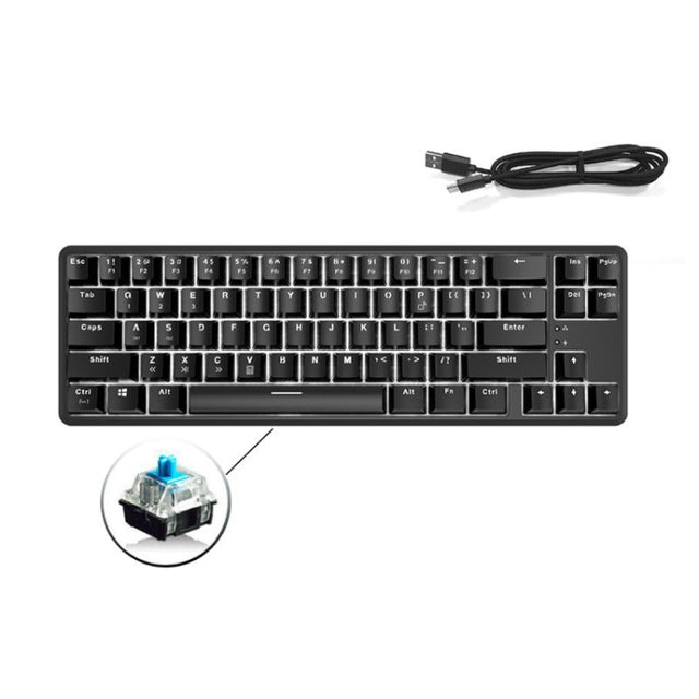 Ajazz K680T Mini USB Wired Dual-mode Charging 68-keys Laptop Bluetooth Mechanical Keyboard - LYDARZ