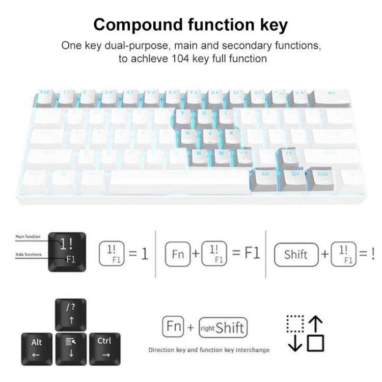 RK61 61 Keys Bluetooth / Wireless Dual Modes Tablet Mobile Gaming Mechanical Keyboard - LYDARZ