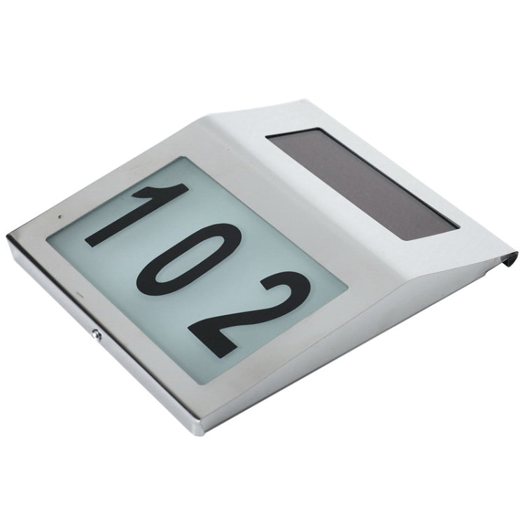 Lámpara solar de pared para exteriores con número - 2 LED, resistente al agua, de acero inoxidable