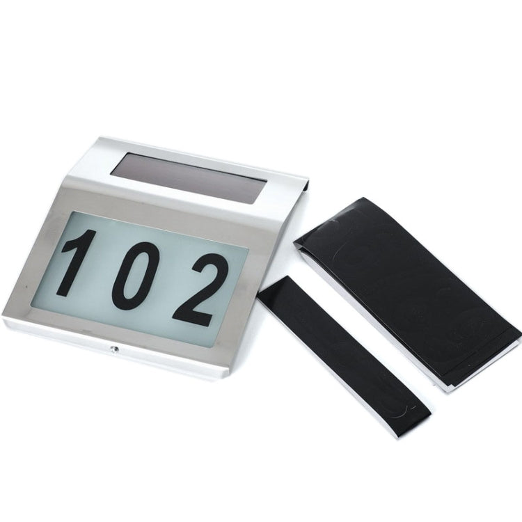 Lámpara solar de pared para exteriores con número - 2 LED, resistente al agua, de acero inoxidable