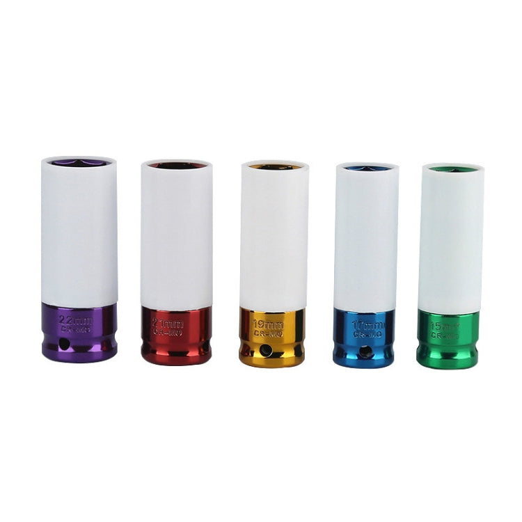 5 In 1 15/17/19/21/22mm Socket Set Tire Change Wrench Head Wheel Protection Sleeve - LYDARZ