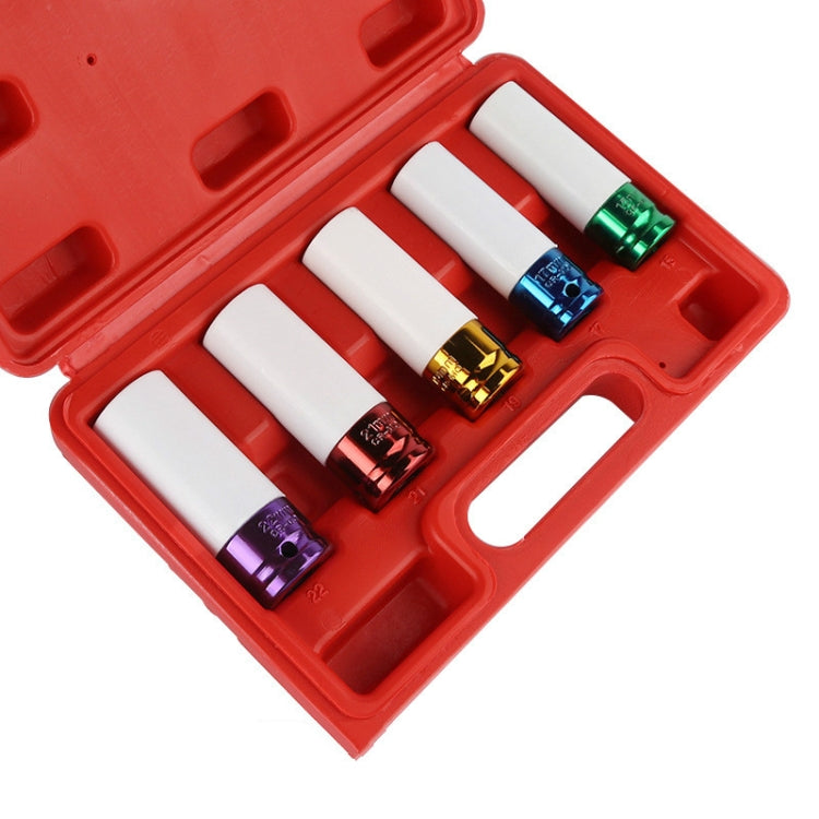 5 In 1 15/17/19/21/22mm Socket Set Tire Change Wrench Head Wheel Protection Sleeve - LYDARZ