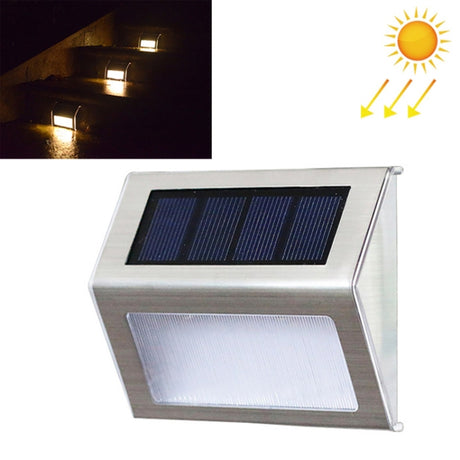 2PCS Solar Stainless Steel 3 LED Stair Wall Lamp Outdoor Garden Fence Light, 3 LED / 2 PCS - LYDARZ