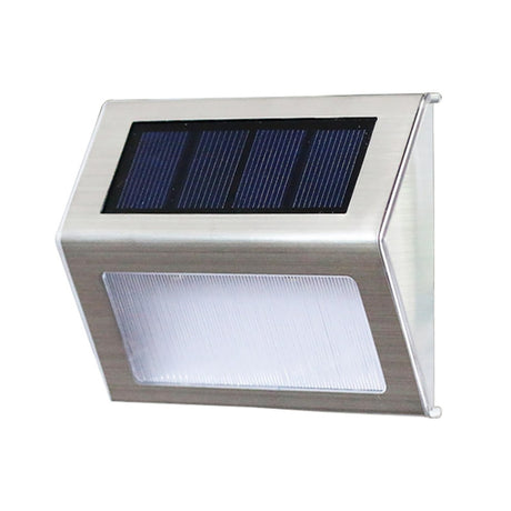 2PCS Solar Stainless Steel 3 LED Stair Wall Lamp Outdoor Garden Fence Light, 3 LED / 2 PCS - LYDARZ