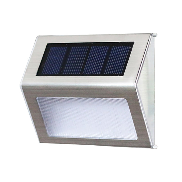 2PCS Solar Stainless Steel Stair Wall Lamp - 3 LED Outdoor Garden Fence Light