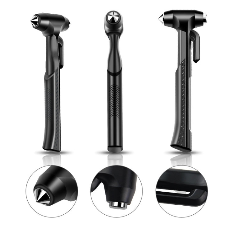 Car Safety Life-Saving Hammer Car Emergency Multifunctional Window Breaker, Upgraded Black, Deluxed Black With Fixed Rack, Deluxed Silver 3 in 1