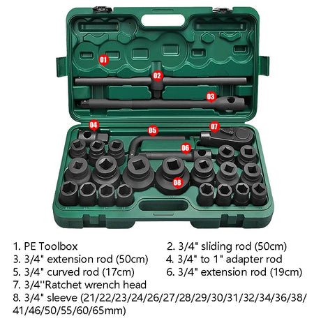 26 PCS / Set Hexagonal Heavy-Duty Socket Auto Repair Socket Wrench - LYDARZ