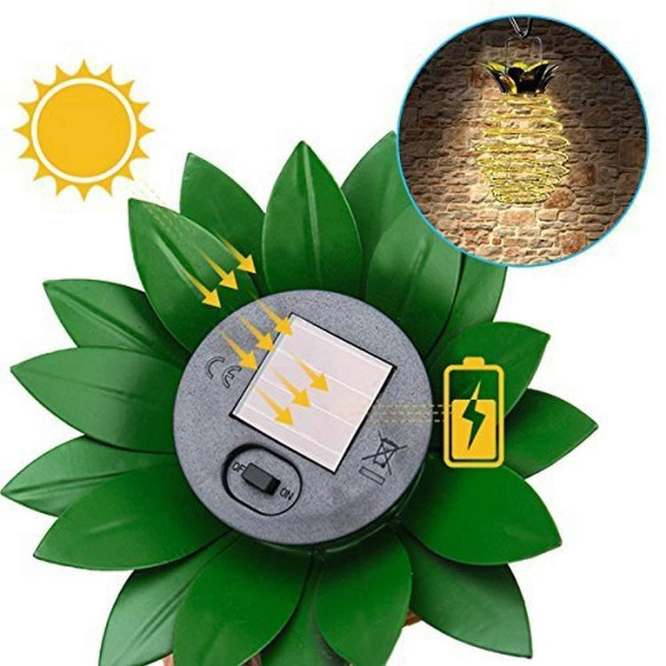 Luces solares de piña con cámara de vigilancia simulada - Lámpara de pared LED antideslumbrante y antirrobo
