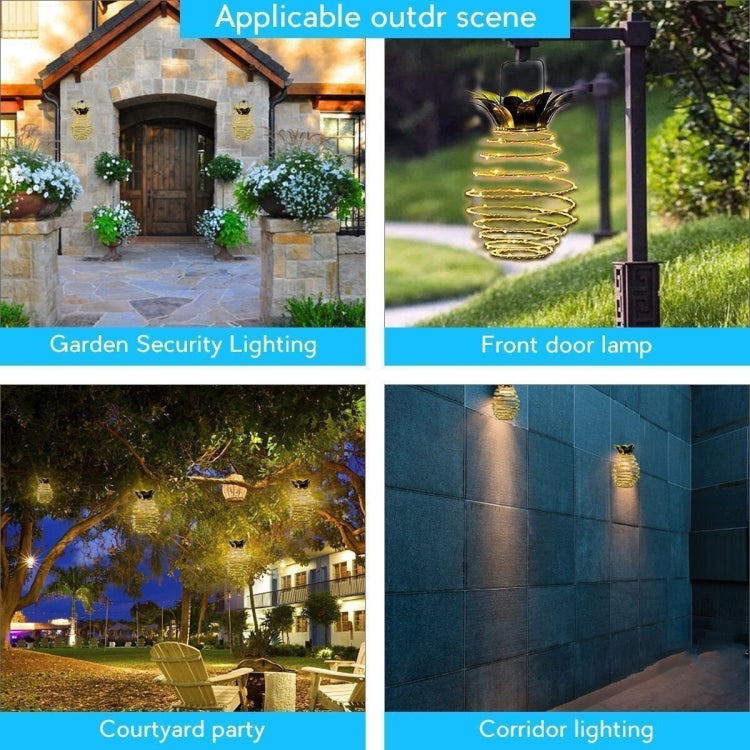 Luces solares de piña con cámara de vigilancia simulada - Lámpara de pared LED antideslumbrante y antirrobo