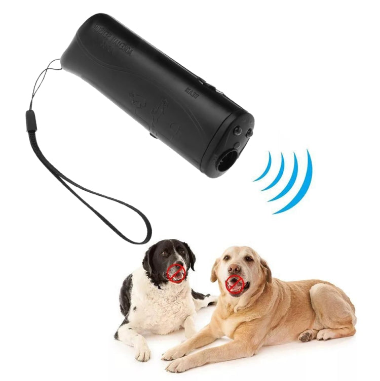 Repelente LED portátil para perros y linterna ultrasónica - Cabezal simple o doble (negro/amarillo)
