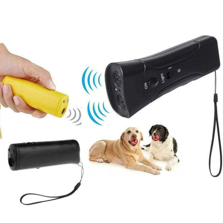 Repelente LED portátil para perros y linterna ultrasónica - Cabezal simple o doble (negro/amarillo)