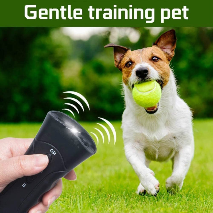 Repelente LED portátil para perros y linterna ultrasónica - Cabezal simple o doble (negro/amarillo)