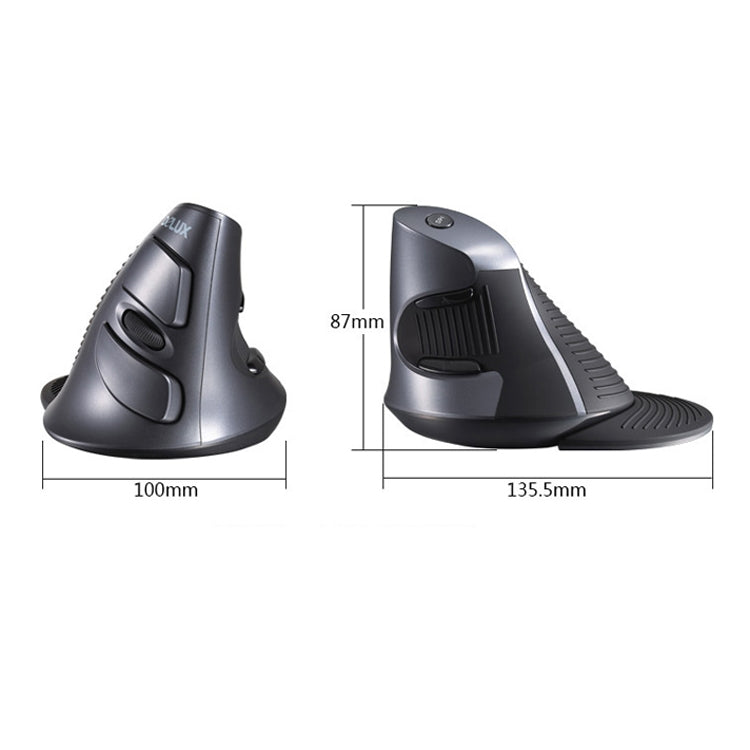Ratón inalámbrico ergonómico DELUX M618 - Diseño vertical de caracol con 6 teclas