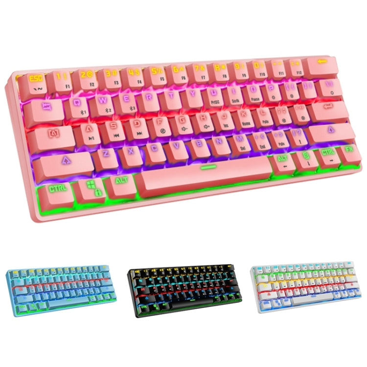 LEAVEN K28 61 Tasten Gaming-Bürocomputer RGB Kabelloses Bluetooth + kabelgebundene mechanische Tastatur mit Dualmodus