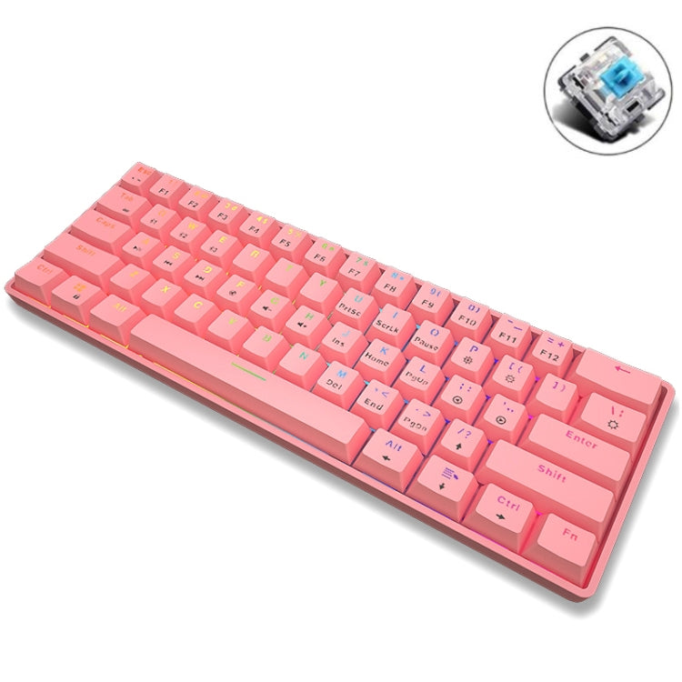 LEAVEN K28 61 Tasten Gaming-Bürocomputer RGB Kabelloses Bluetooth + kabelgebundene mechanische Tastatur mit Dualmodus