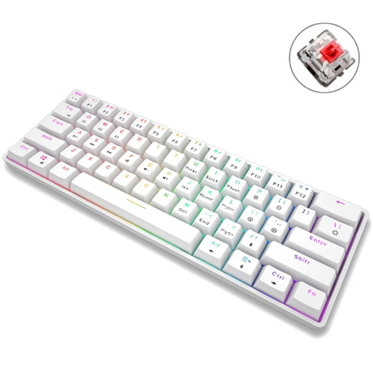 LEAVEN K28 61 Tasten Gaming-Bürocomputer RGB Kabelloses Bluetooth + kabelgebundene mechanische Tastatur mit Dualmodus