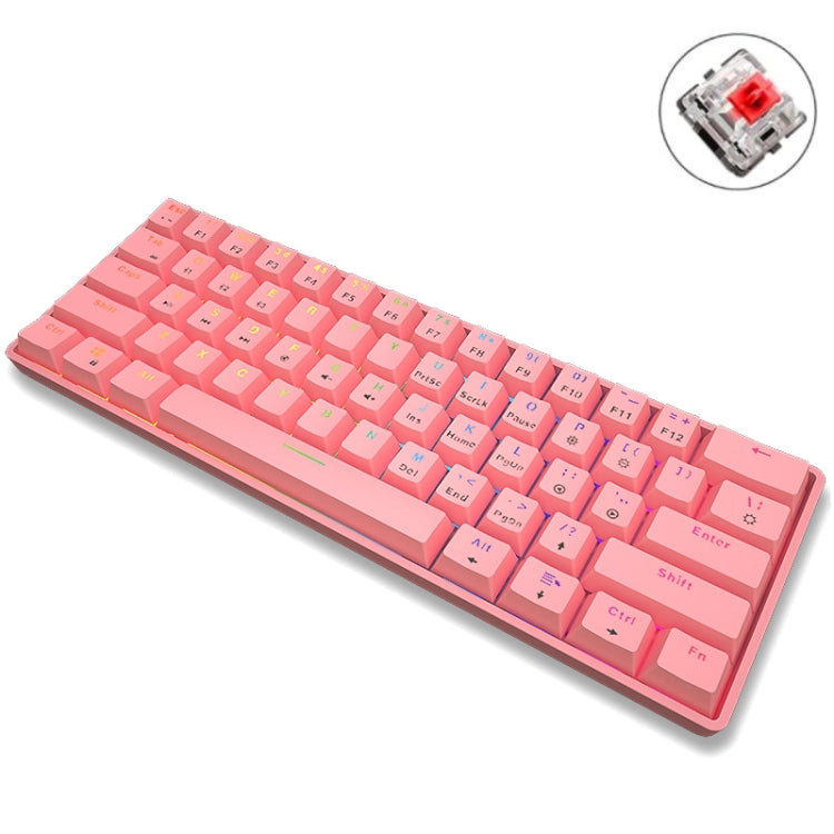LEAVEN K28 61 Tasten Gaming-Bürocomputer RGB Kabelloses Bluetooth + kabelgebundene mechanische Tastatur mit Dualmodus