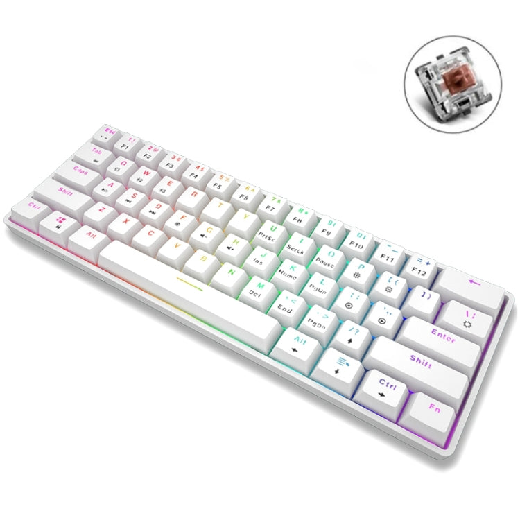 LEAVEN K28 61 Tasten Gaming-Bürocomputer RGB Kabelloses Bluetooth + kabelgebundene mechanische Tastatur mit Dualmodus