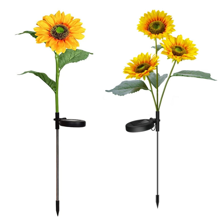 Lámpara solar de girasol para jardín: luz LED decorativa para césped y paisaje, con uno o tres cabezales.