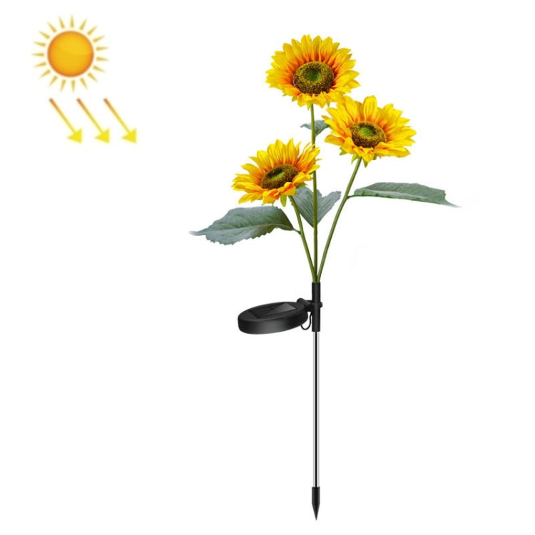 Lámpara solar de girasol para jardín: luz LED decorativa para césped y paisaje, con uno o tres cabezales.