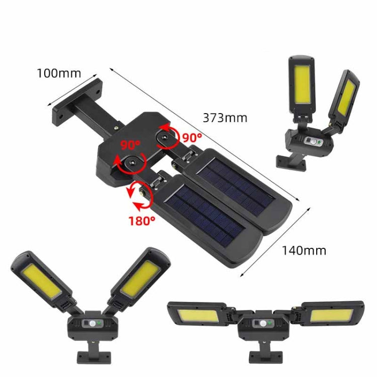 Lámpara solar de pared para exteriores TG-TY097 - Luz LED de 2 cabezales con detección de movimiento para jardín y calle