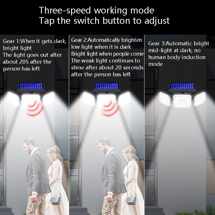 Solar Wall Lights - 3-Head Rotatable Waterproof Garden Street Lights for Outdoor Use