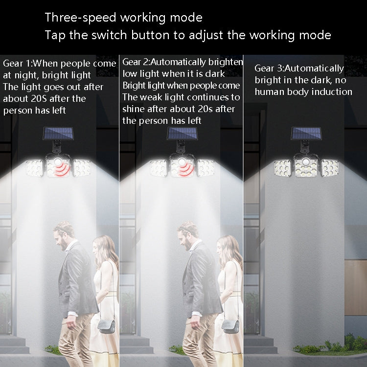 TG-TY075 Solar Wall Light - 3-Head Rotatable Waterproof Outdoor Garden Light