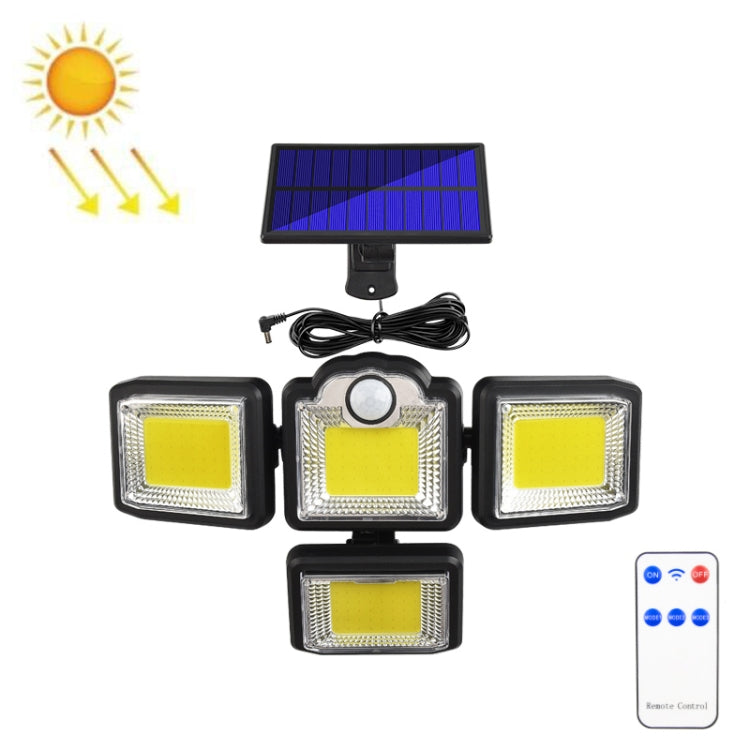 TG-TY085 Solar Wall Light with Remote Control - 4-Head Rotatable Waterproof Outdoor Garden Lamp
