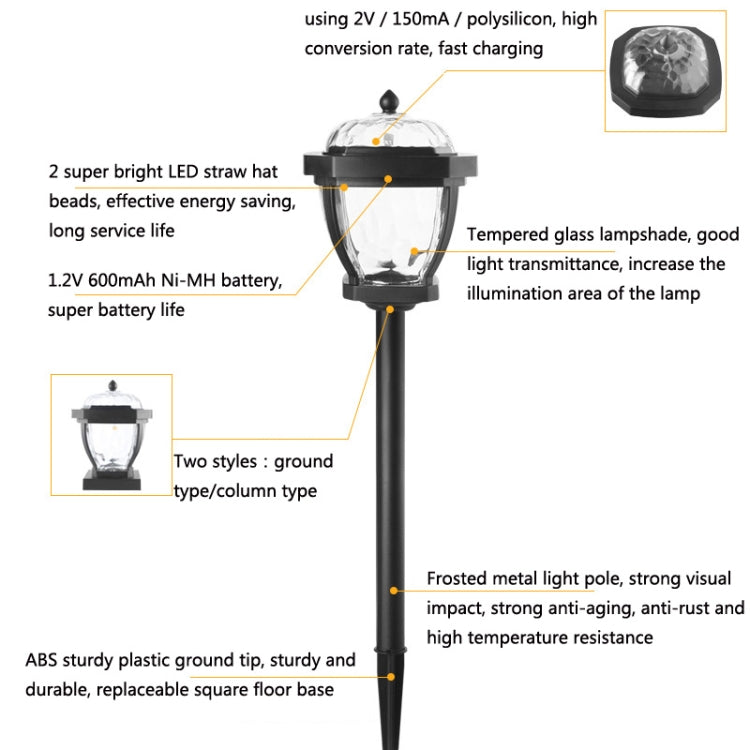 2 LED Solar Waterproof Outdoor Garden Light, Style:, White Light-Lawn Lamp - LYDARZ