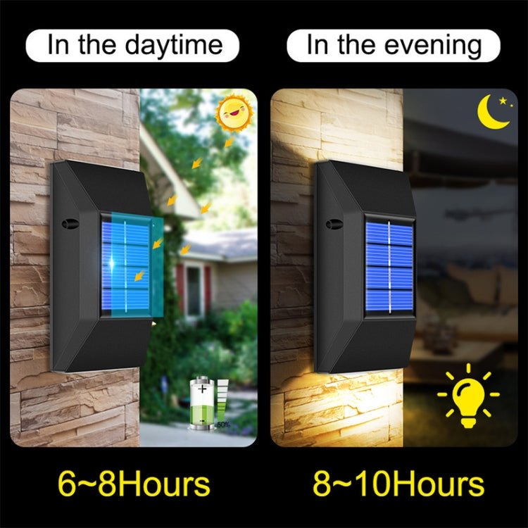 Aplique solar de pared para exterior con 6 LED, luz blanca y cálida, accesorio decorativo impermeable.