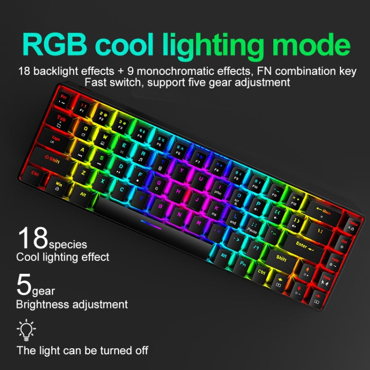 Teclado mecánico para juegos ZIYOU LANG T8 - Diseño luminoso RGB de 68 teclas